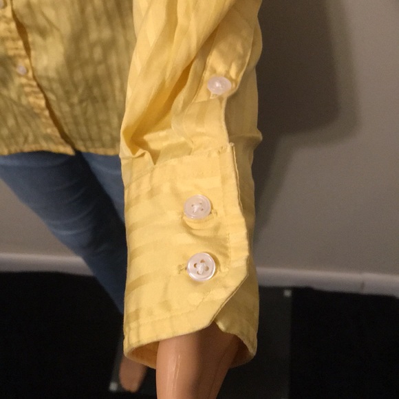 Valerie Stevens Button Up Yellow Blouse Sz Lg - Picture 2 of 8